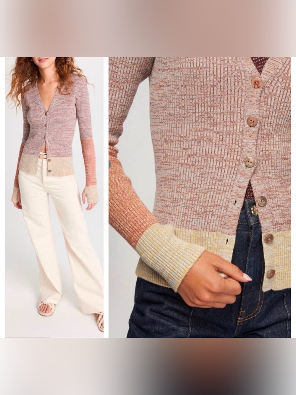 NWT Ulla Johnson Posey Cardigan in Seurat Colorblock Button Front Bohemian